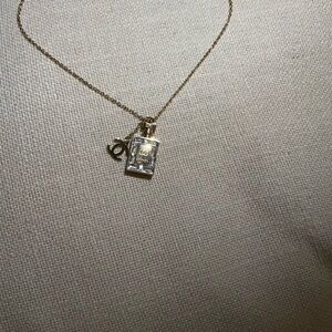 Gold Perfume Bottle Pendant Necklace